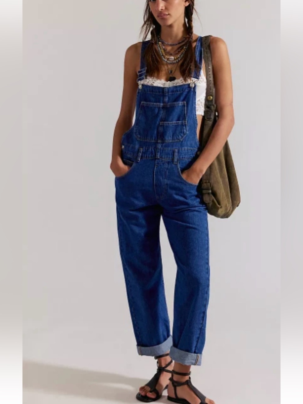 Free People/ We The Free-Ziggy Denim Overalls XS Sapphire Blue